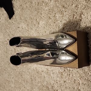 Silver metallic booties, Women's shoes, size 6